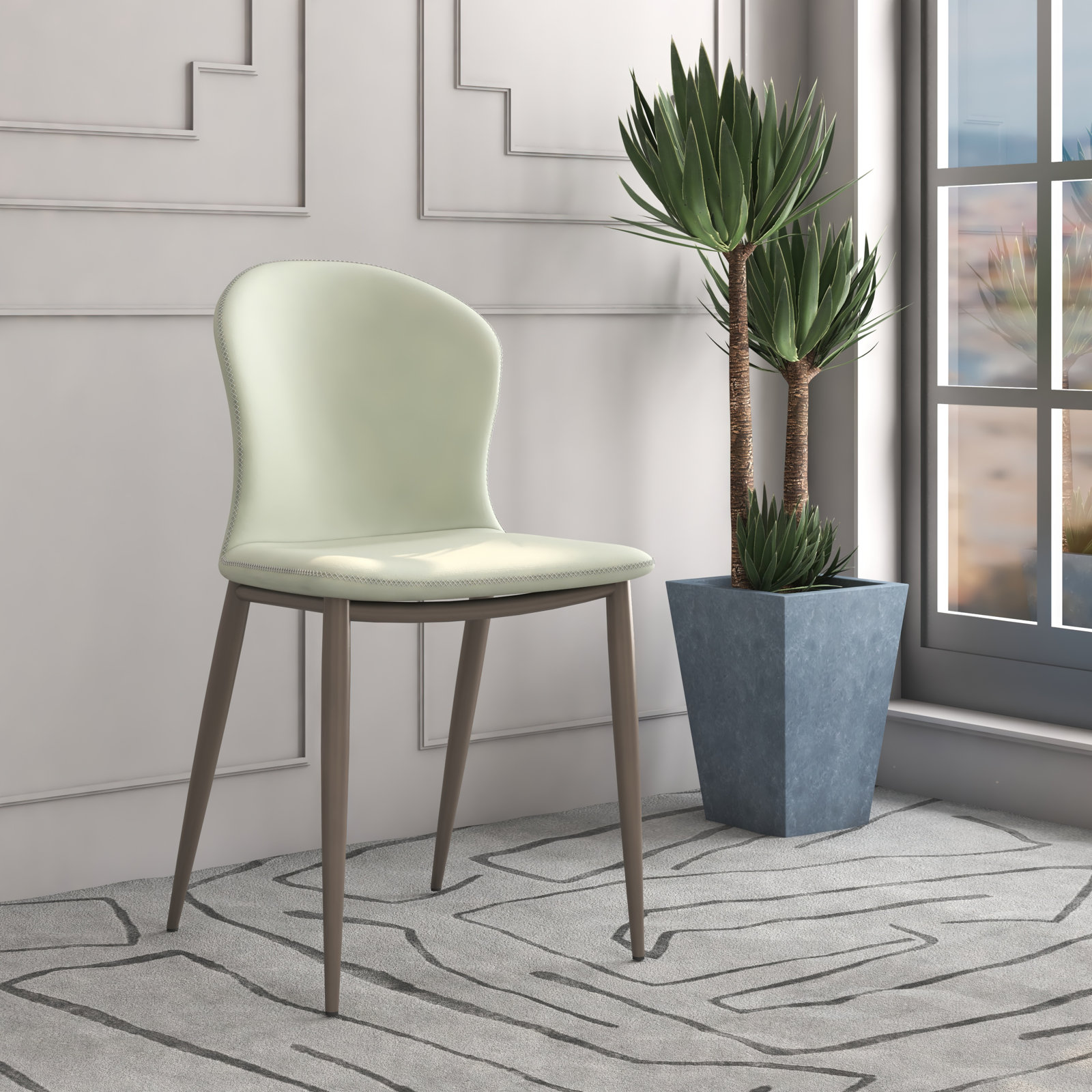 Steves Fabric Metal Side Chair Dining Chair, Gray, Set of 2