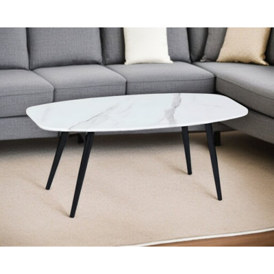 Table basse 43 "blanche et noire en faux marbre et acier