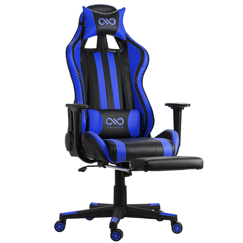 Fauteuil de jeu pour pc et course, bleu
