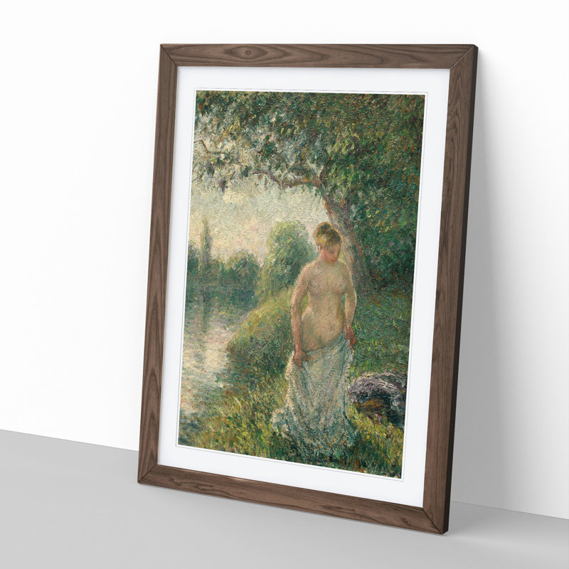 The Bather by Camille Pissarro - Picture Frame Painting, Walnut Framed, 36cm H x 27cm W x 2cm D