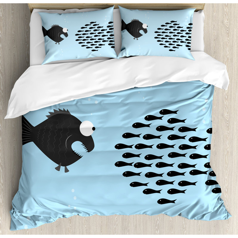 Ocean Animal Coastal Polyester Duvet Cover, Queen