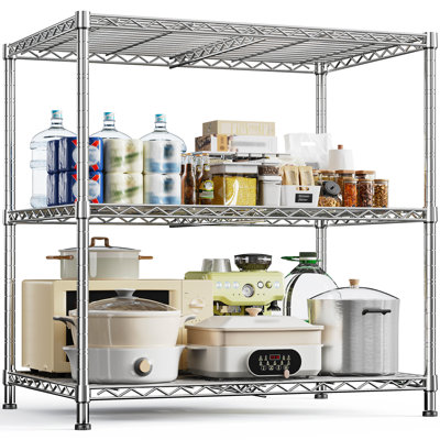 Étagère en fil métallique de 35,4 po, rangement réglable pour garde-manger et garage avec capacité de 166 lb par tablette, assemblage sans outil, l 35,4 po x P 23,6 po