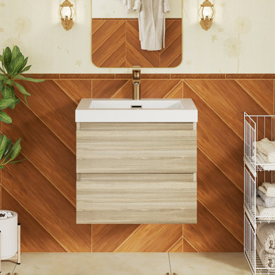 Meuble-lavabo mural simple 23,6 po avec plateau en résine