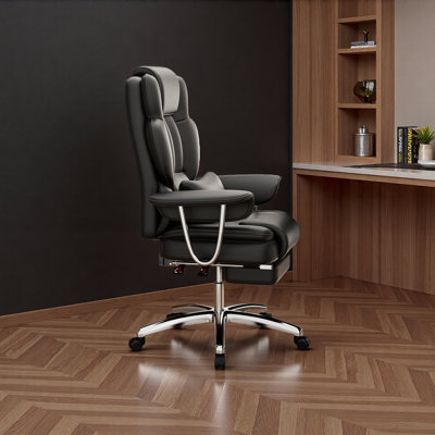 Office Chair, Big And Tall Executive Office Chair With Footrest, Leather Computer Chair, Ergonomic Reclining Chair High Back, Large Office Chair