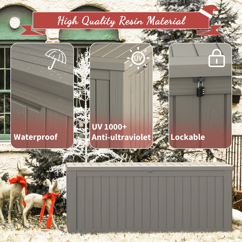 150Gallon Durable Waterproof Resin Deck Box, Gray