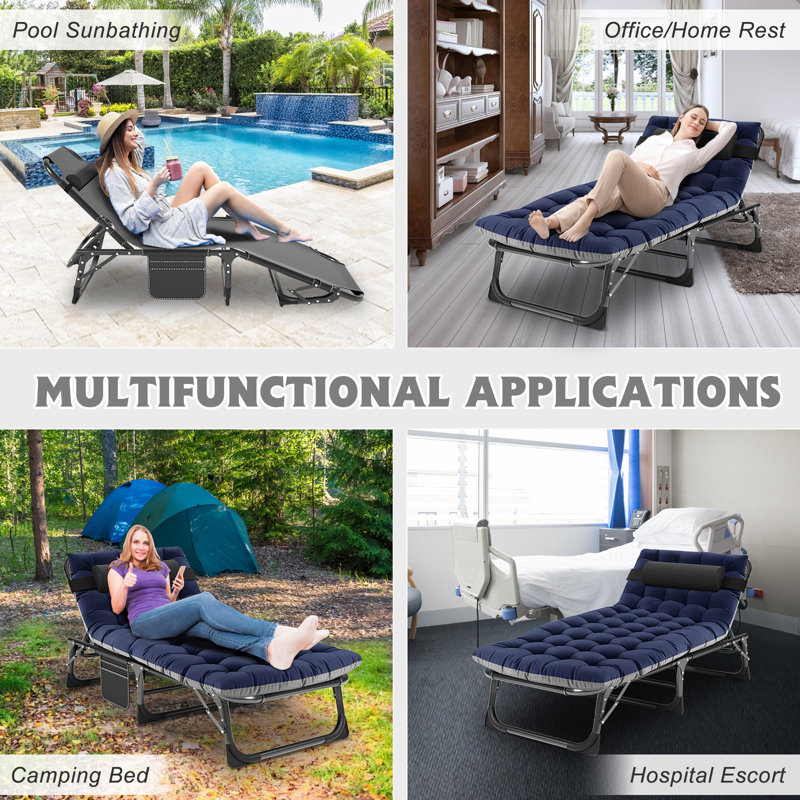 Folding Tri-Fold Guest Bed – Portable & Lightweight Folding Bed with Removable Mattress, 200kg Capacity – Grey or Blue – Ideal for Dorms, Offices, Camping & Home