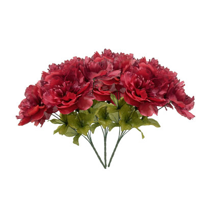 Ensemble de 3 pivoines artificielles bourgogne à 7 têtes, grand bouquet de fleurs de pivoines en soie de 5,9 pouces, 16,92 pouces de tiges de fausses pivoines pour centres de mariage, décor de table de maison, décorations de maison de campagne et rétro d'intérieur