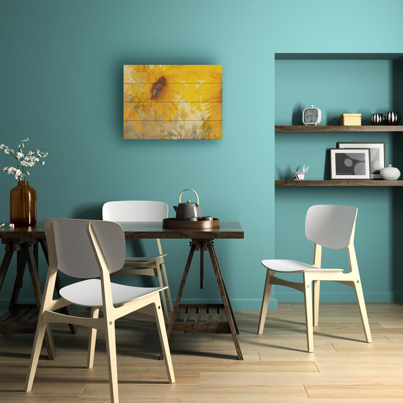 Nel Talen Décoration en lattes de bois « Tournesol », H 12 po x l 16 po