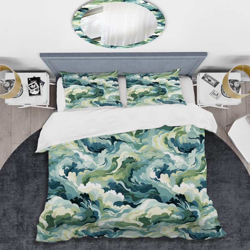 Ensemble de housse de couette Coastal Concealment Flow I, Housse de couette simple + 1 taie décorative stan