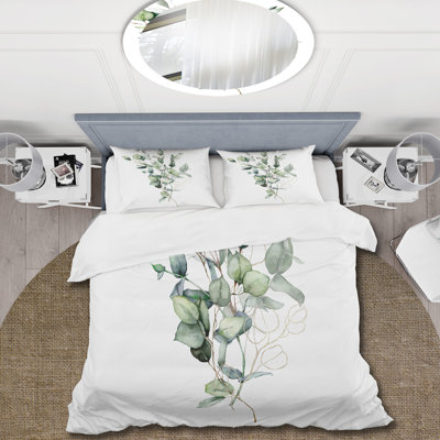 Green/White Microfiber Duvet Cover Set