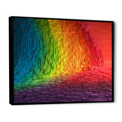 Reproduction sur toile de formes d'ondes représentant un arc-en-ciel abstrait