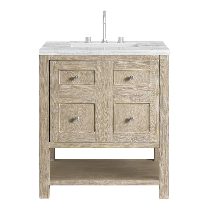 Breckenridge 30'' W Single Vanity, Carrara White, Whitewashed Oak, 8" Widespread