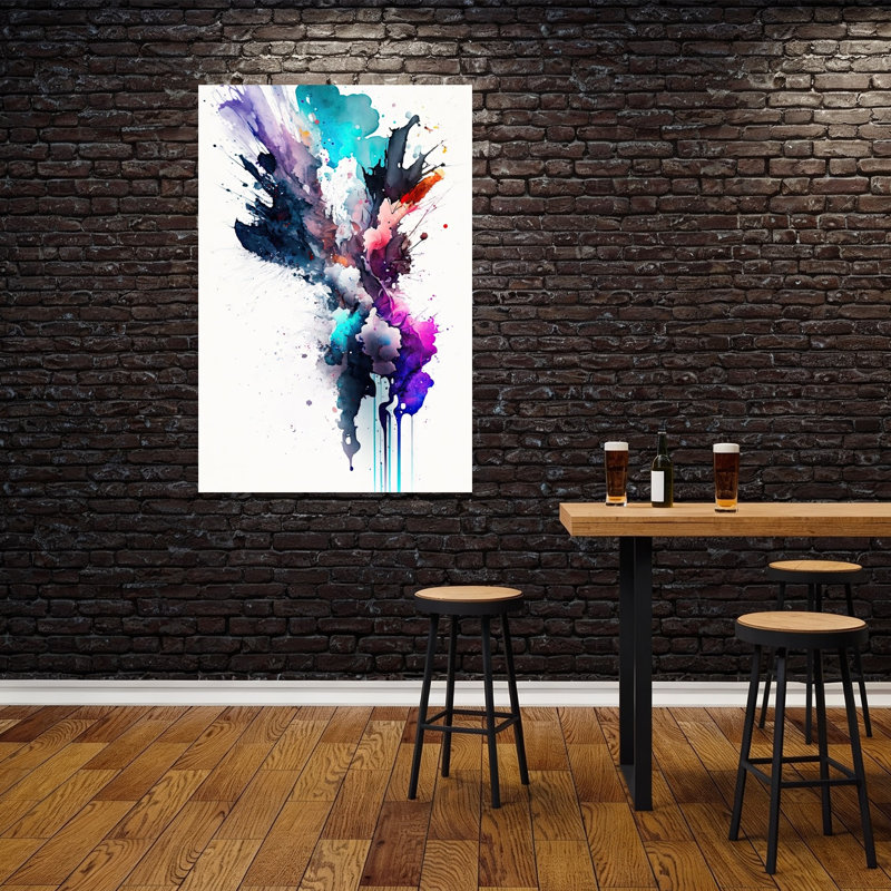 Vibrant Abstract Splash Abstract Colorful Contemporary Violet Nature Wall Art Print 1 Piece Wrapped Canvas Wall Art