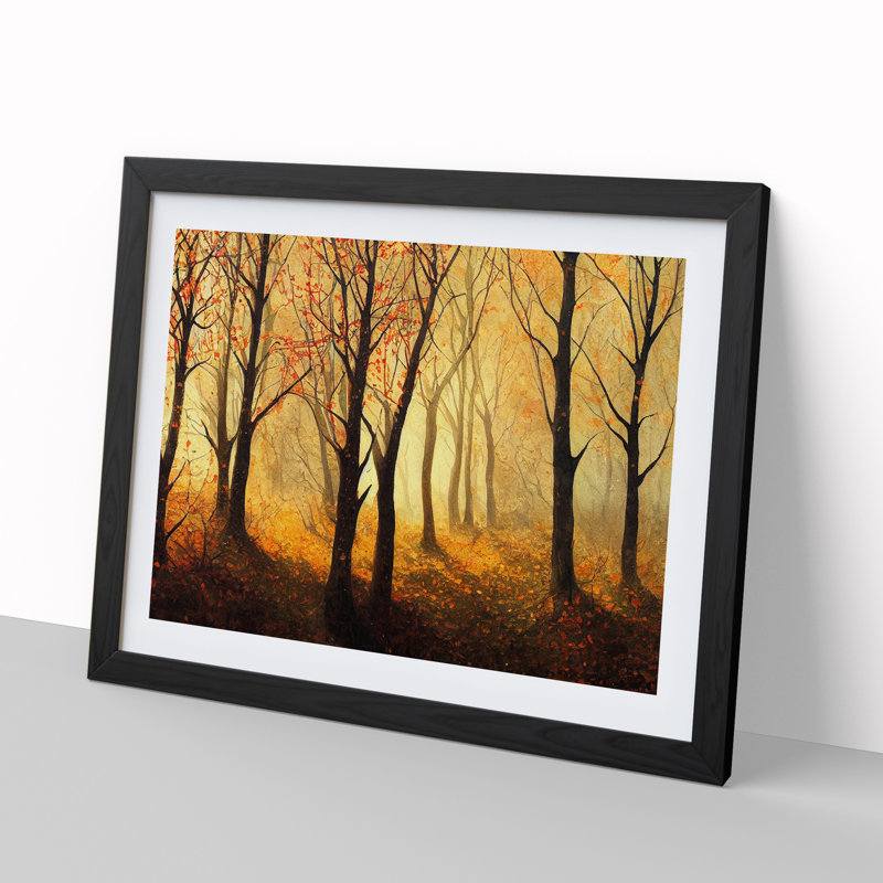 Captivating Autumn Forest - Single Picture Frame Print, Black, 46cm H x 64cm W x 2cm D