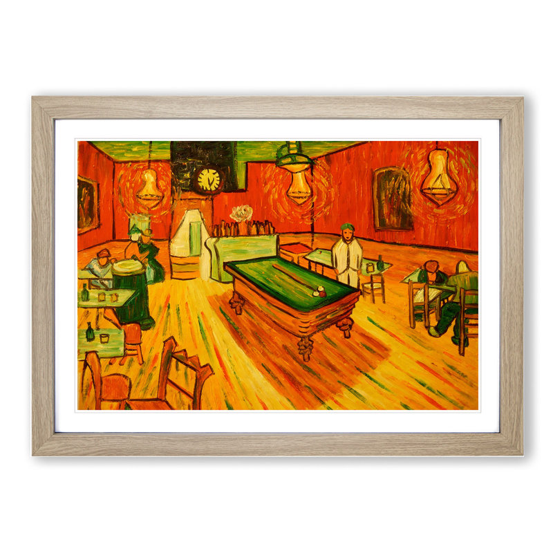 The Night Cafe Vol.1 by Vincent Van Gogh - Picture Frame Painting on MDF, Oak Framed, 36cm H x 48cm W x 2cm D