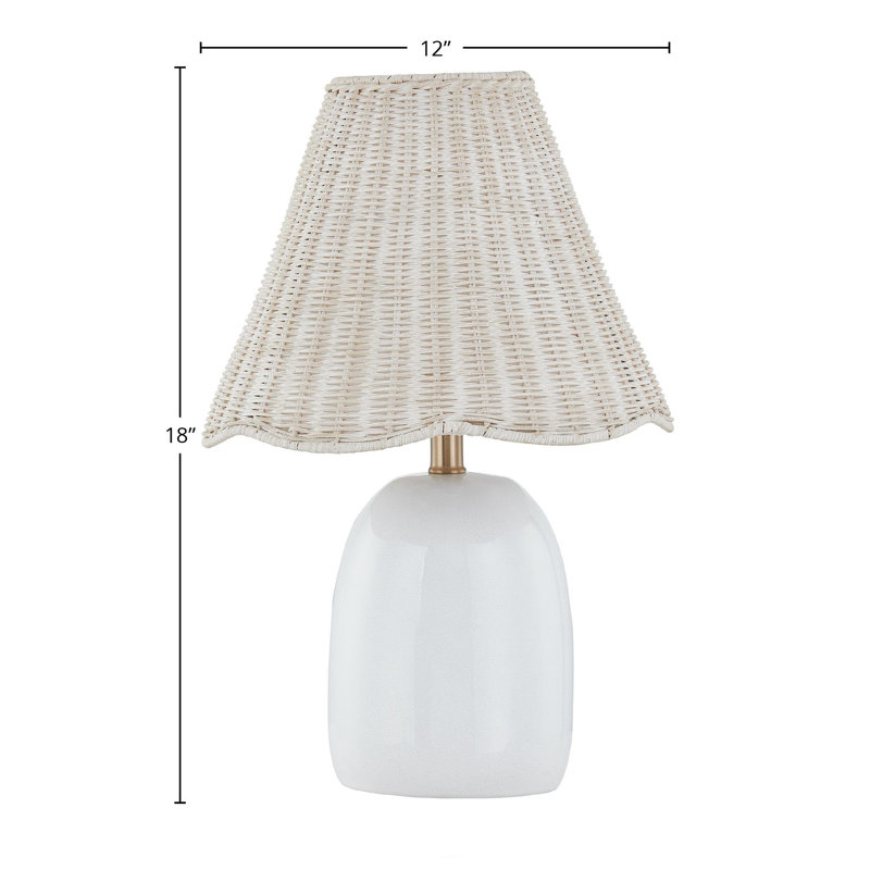 Prairie 18" Table Lamp with Rattan Shade, White
