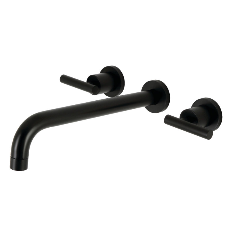 Kingston Brass Manhattan Two-Handle 3-Hole Wall Mount Roman Tub Faucet, Matte Black
