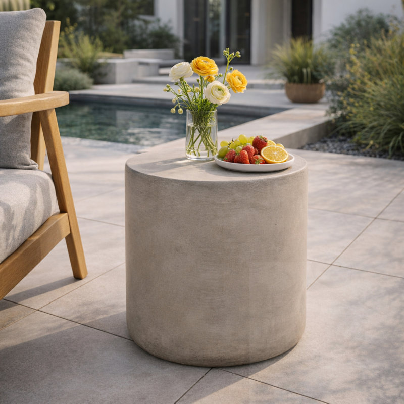 Table d'appoint d'extérieur en béton