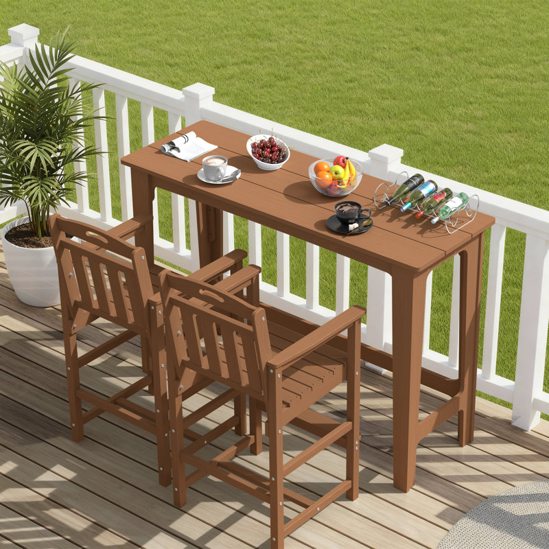 Cedartown Bar Height Patio Table 60.2" Rectangle For Patio, Garden, Yard, Balcony, Poolside, Teak
