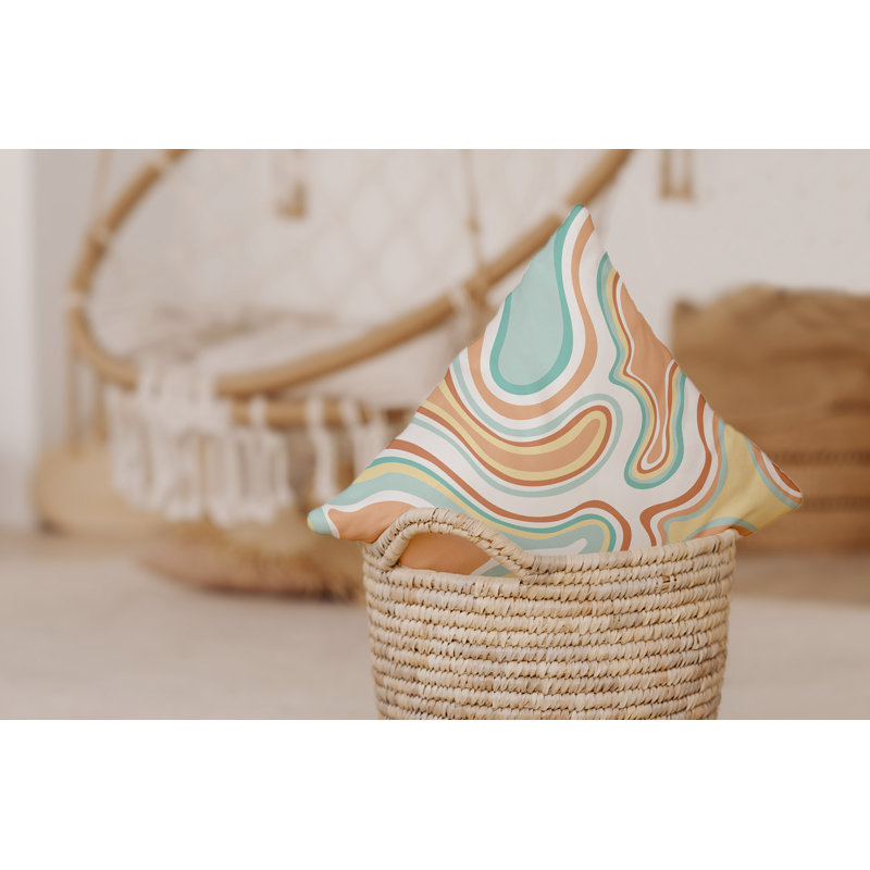 Housse et insert de coussin géométrique en agate de plage, H 20 po x l 20 po, Pêche