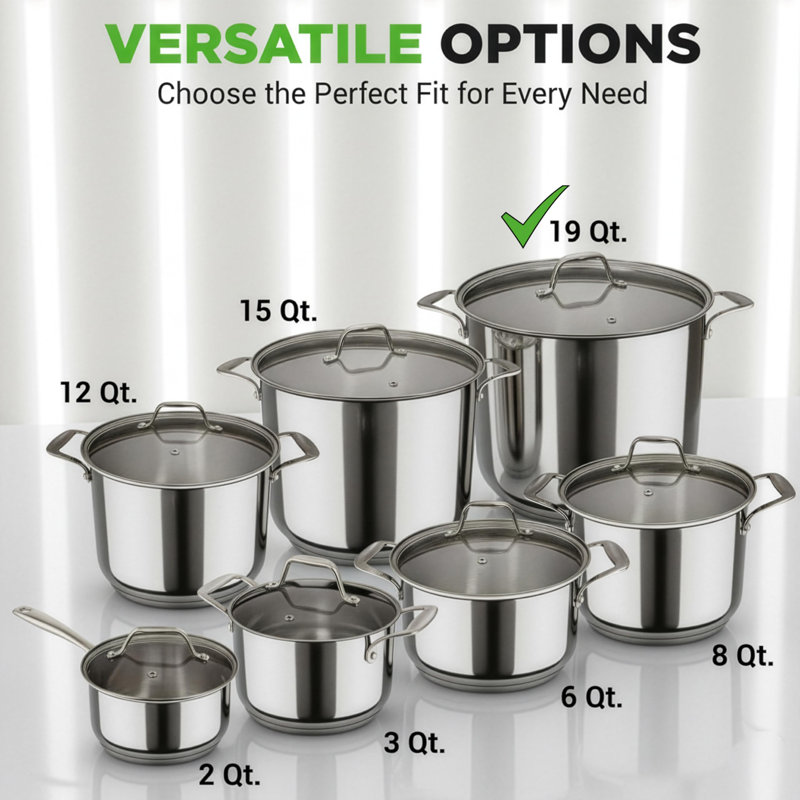 NutriChef Stainless Steel Stock Pot, 19 quarts (3-Ply)