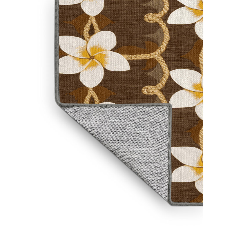  Washable Plumeria Chain Hawaiian Area Rug, Rectangle 4pi x 6 pi