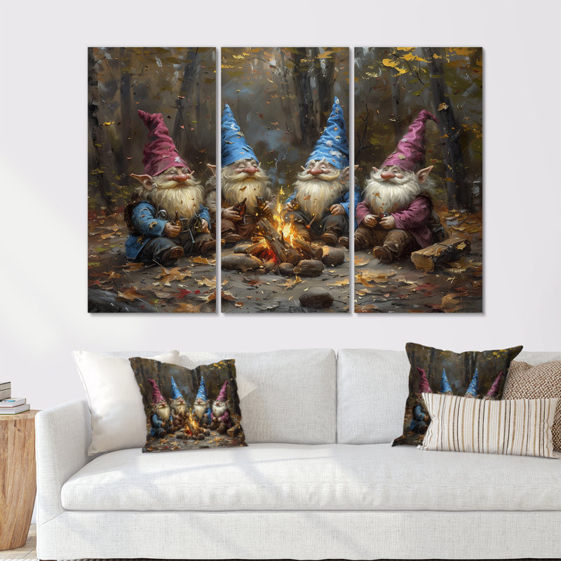 Ensemble de salon gnome d'automne, Canevas, H 32 po x l 48 po x P 1 po