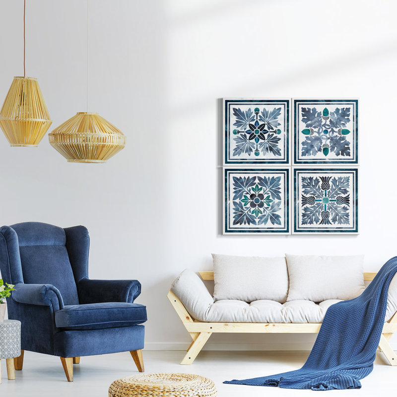 Renditions Gallery - Ensemble de 4 reproductions d'art sur toile encadrées, H 16 po x l 16 po x P 4,5 po