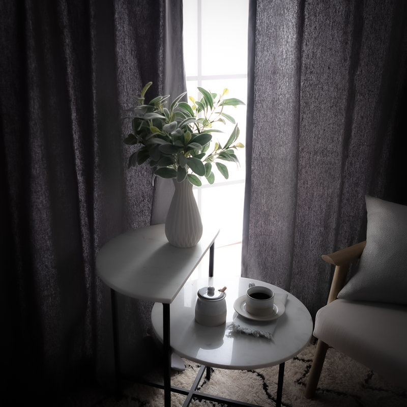 Panneaux de rideaux semi-transparents 100% coton, L 52 po x L 84 po, Gris