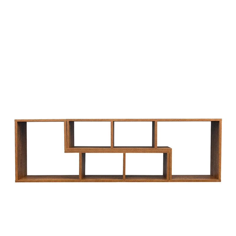 Double meuble télé en L, tablette de présentation, bibliothèque pour meubles de maison, Noyer