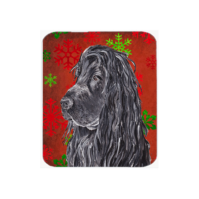 East Urban Home English Cocker Spaniel Snowflake Glass Cutting Board, Red/Green