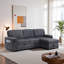 U_STYLE Canapé-lit modulaire en chenille victorien gris avec rangement et lit escamotable-2062090132