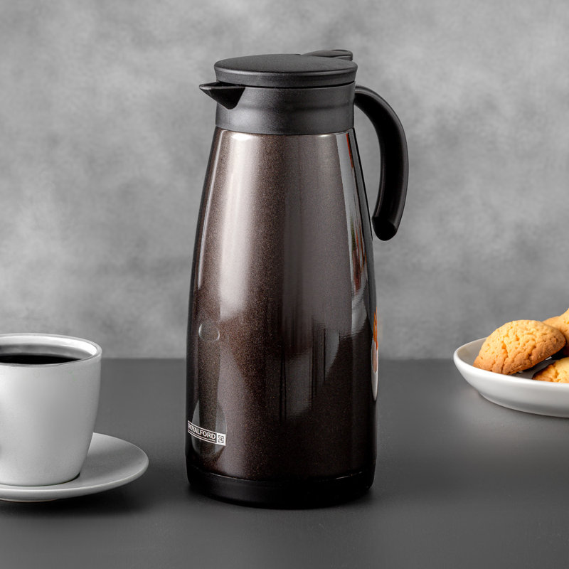 Royalford Coffee Pot Stainless Steel Thermal Carafe 1200ML /40.5 Oz, Brown, 1200 ML