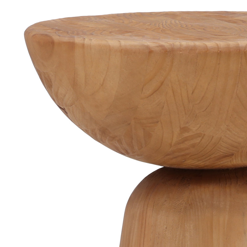 Balak Solid Wood Pedestal End Table, Natural Pine