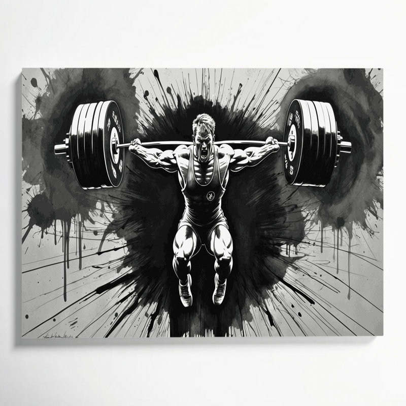 Art sportif sur toile haltérophile vert, H 11 po x l 14 po