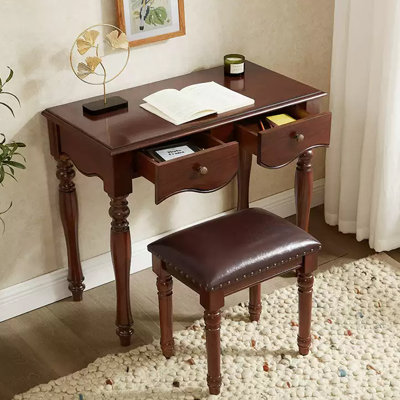 Bureau de rangement en bois d'hévéa brun foncé 39,37 po