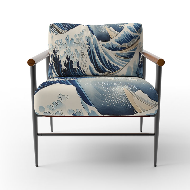 Chef-d'œuvre de la grande vague de Kanagawa IV - Fauteuil rembourré classique, Noir
