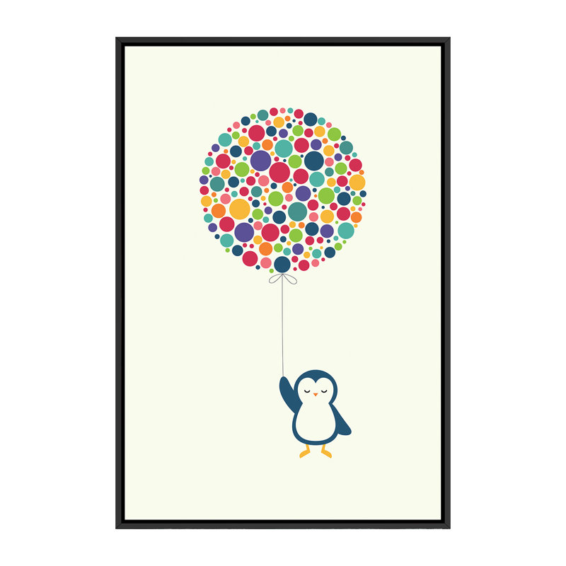 «Float in the Air» par Andy Westface - impression d'art graphique, H 60 po x l 40po x P 1,5 po, Toile avec cadre noir