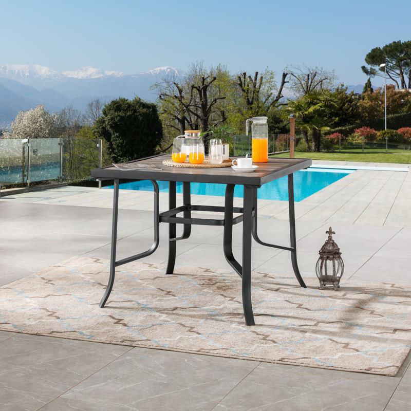 1-Piece 35.4” Metal Square Outdoor Dining Table