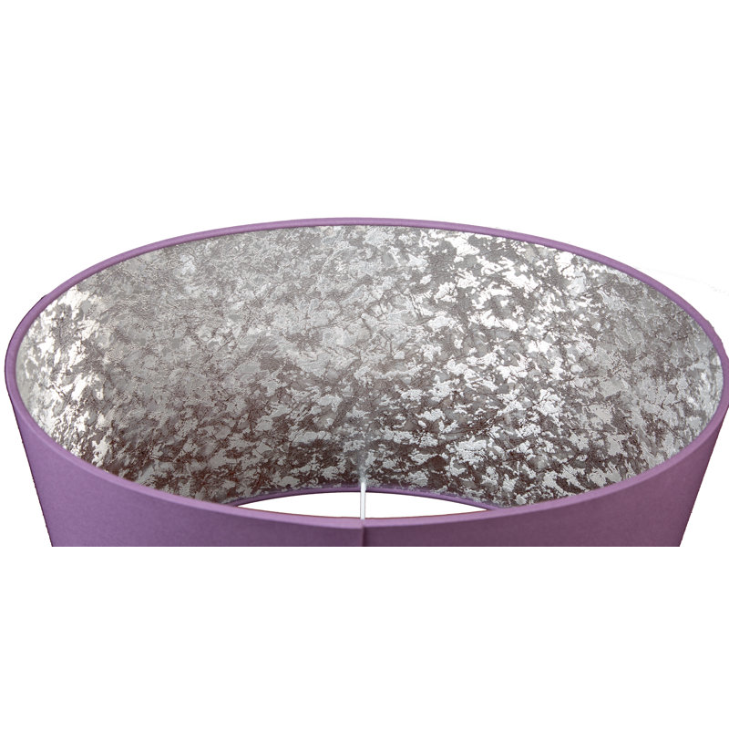 Satin Backed Dupion Oval Lamp Shade ( Screw On ), Mauve/Silver, 32cm H x 45cm W x 28cm D