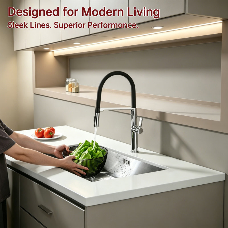 SUMERAIN Lead Free  Pull Down Kitchen Faucet with Dual Mode and Magnetic Docking, Chrome