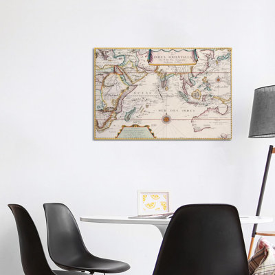Antique Map Of Indian Ocean - Wrapped Canvas Painting