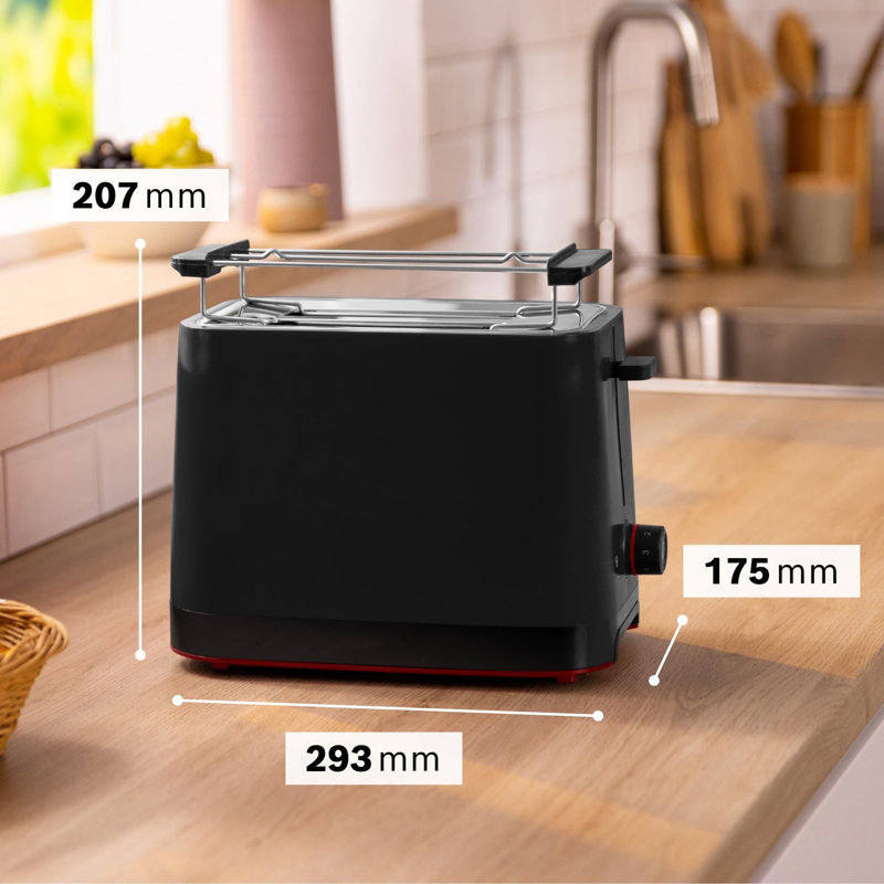 Compact 2-Slice Toaster With Reheat/Defrost, Foldable Bun Warmer, Auto Shut-Off, High Lift And Crumb Tray, Black