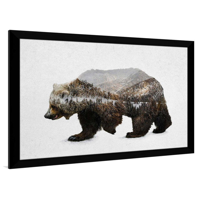 L'ours brun Kodiak par - impression, H 21,5 po x l 27,5 po x P 0,75 po, Cadre noir