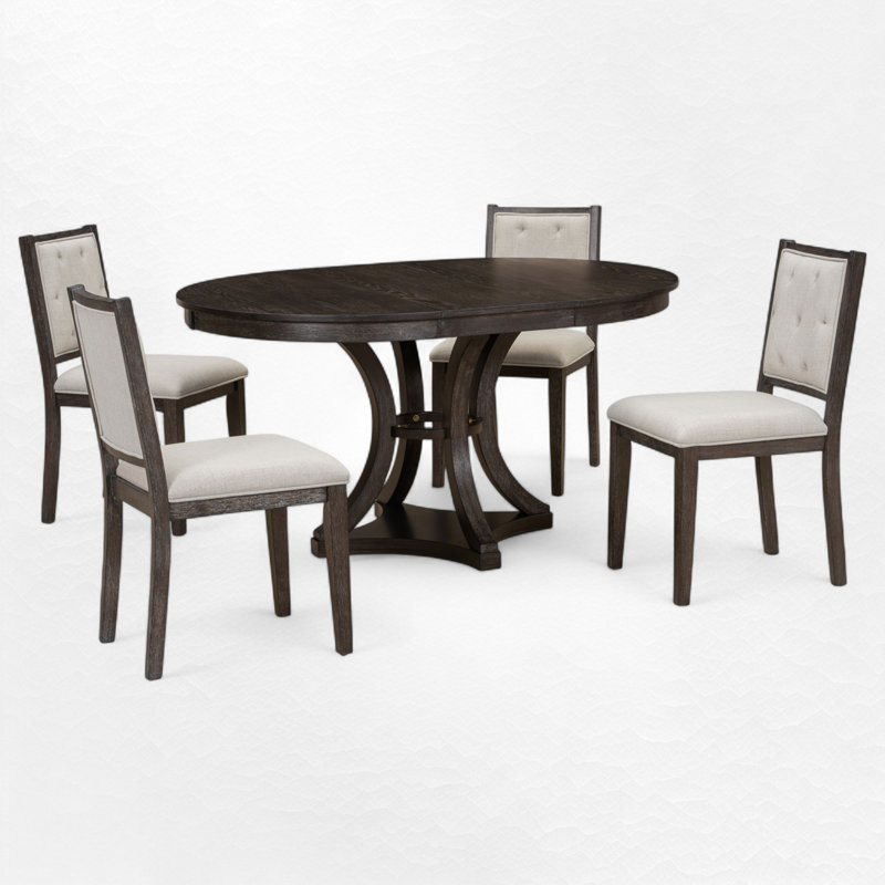 Ensemble de salle à manger extensible 5 pièces, Espresso