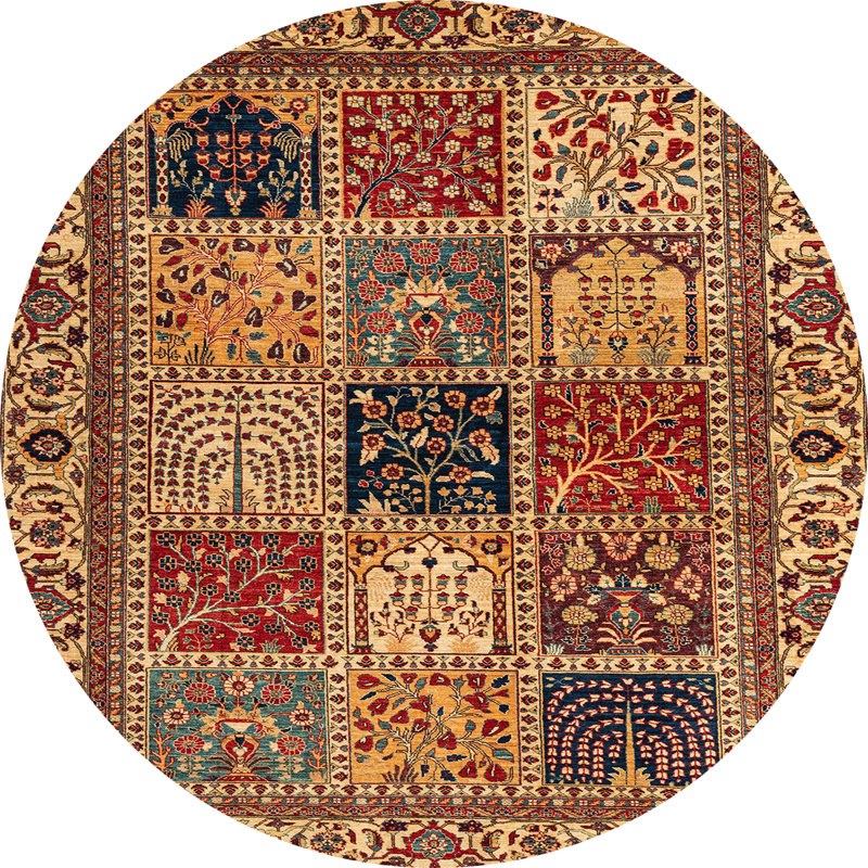 Floral Indoor Rug, Round 6'