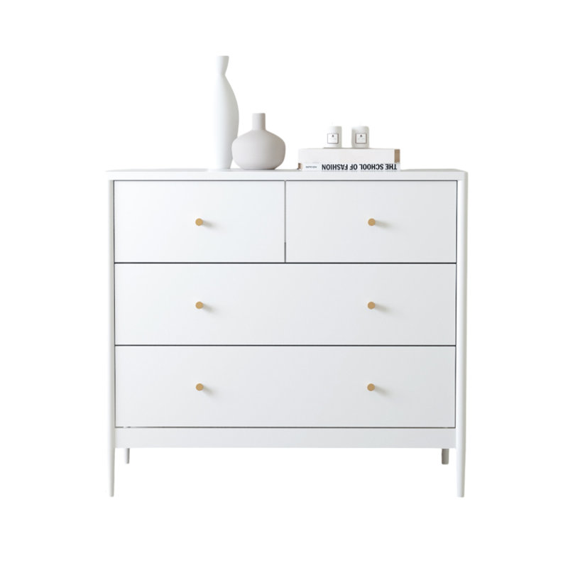 White 4-Drawer Kids Dresser, Wooden Storage Cabinet For Toddler Bedroom, Nursery, Closet, Baby Nightstand Organizer For Living Room Or Apartment, 35.4" Wide