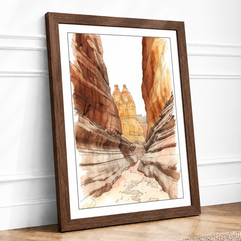 Urban Canyon Modern - Framed Print, A2 - 59.4 x 42.0 cm, Walnut