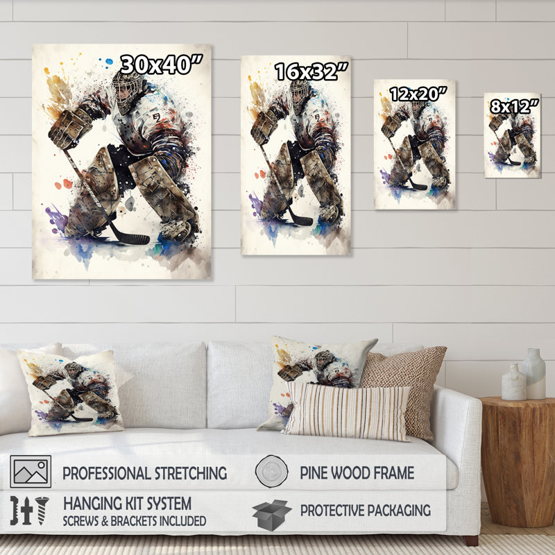 Hockey Hockey Gardien V - Impression sur toile, H 32 po x l 24 po x P 1 po, Toile tendue