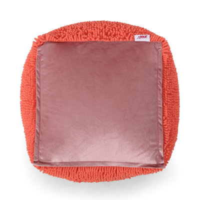 Pouf Sunny Square en corail, microfibre 16 po x 16 po x 16 po, ou coussin de sol, capacité de poids de 200 lb, pouf décoratif - microfibre / plancher 16 po x 16 po x 16 po